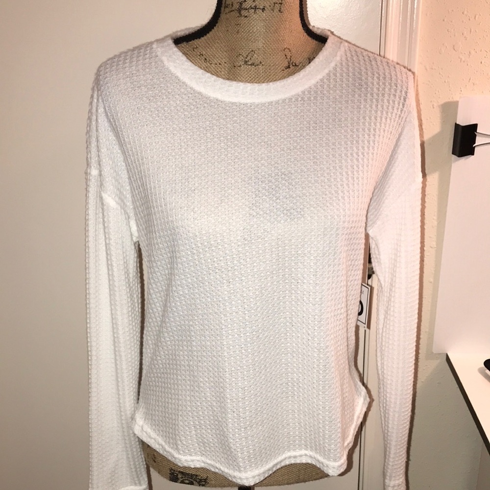 Women's five below Whitewafgle knit  Textured Long Sleeve Top size M NWT